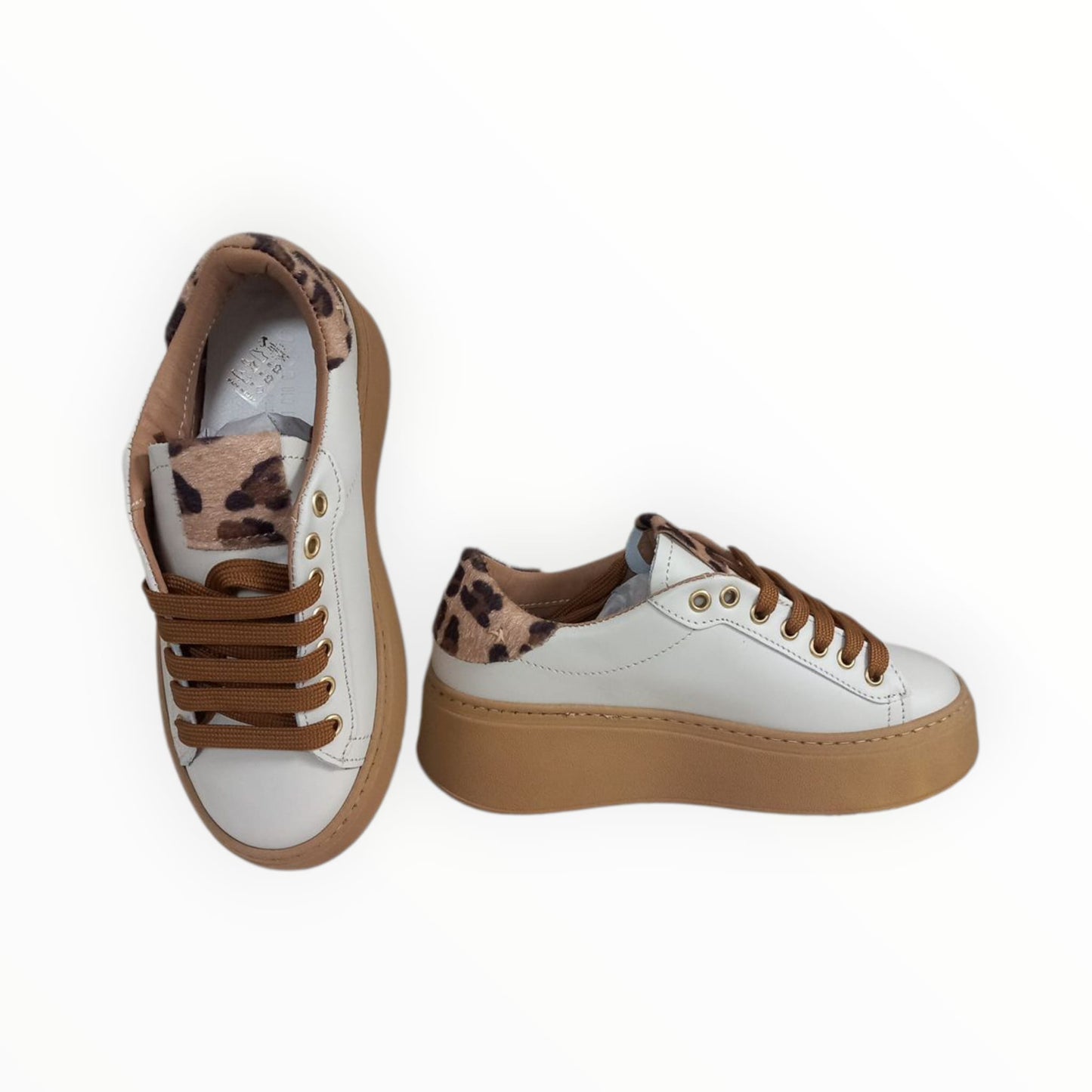 Sneakers animl print de cuero Made in Italy